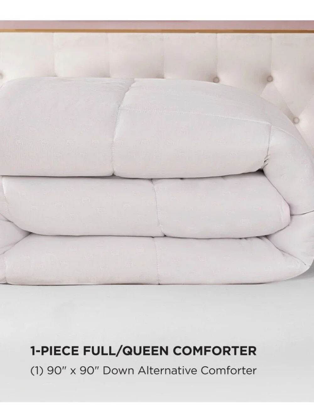 Juicy Couture Home Embossed Down Alternative Queen Comforter- White